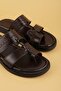 Men's Genuine Leather Flip Flops Casual Comfortable Sole Slipper Hkm.333 Brown - 2