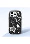 iPhone 16 Pro Compatible Camera Protected Black Soft Silicone Phone Case Star Patterned - 3