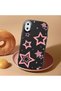 iPhone XS Max Compatible Camera Protected Black Soft Silicone Phone Case Pink Star - 2