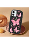 iPhone 16 Plus Compatible Camera Protected Black Soft Silicone Phone Case Butterfly Patterned - 2