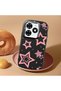 Infinix Hot 40I Compatible Camera Protected Black Soft Silicone Phone Case Pink Star - 2