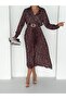 Chocolate Polka Satin Dress - 5