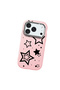 iPhone 18 Pro Compatible Case Camera Protector Pink Stars Patterned Silicone Lover Couple Phone Case - 3