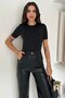 Women's Stone Detailed Short Sleeve T-Shirt Black - 5