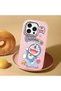 Pink Soft Silicone Phone Doraemon Patterned with Camera Protection Compatible with iPhone 15 Pro Max - 2