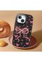 Black Soft Silicone Phone Bow with Camera Protection Compatible with iPhone 13 Mini Patterned - 2