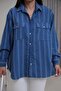 Levure Long Sleeve Slim C Striped Double C Pocketed Oversize Shirt - 6