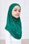 Practical Ready-To-Wear Children's Shawl, Comfortable Elastic Hijab Headscarf Green - 4