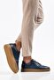 Genuine Leather Men's Daily Casual Shoes Navy Blue with Tied Front Stitching - 4