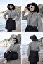 Fully Covered Black and White Patterned Hijab Islamic Swimwear 3-Piece Set Parachute Fabric - 2