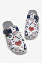 Women's White Comfortable Fit Printed Buckled Slipper