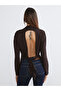 Mock Neck Backless Blouse - 4