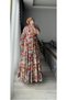 Çi̇çek D Patterned Lined Long Dress with Balloon Sleeves and Belted Tunic Dress - 5