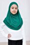 Practical Ready-To-Wear Children's Shawl, Comfortable Elastic Hijab Headscarf Green - 2