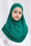 Practical Ready-To-Wear Children's Shawl, Comfortable Elastic Hijab Headscarf Green
