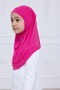 Practical Ready-To-Wear Children's Shawl, Comfortable Elastic Hijab Headscarf Fuchsia - 4