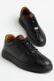 Genuine Leather Men's Daily Casual Shoes Black with Tied and Stitched Details - 3