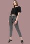 Laykd Women's Smoked Stretchy High Waist Mom Jeans S Denim Pants