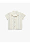 Beige Babyboy Cuban Collar Cotton Shirt