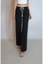 Women's Black Waist Tie Detailed Side Zipper Design Fabric Pants Yy101278 - 4