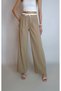 Women's Beige Waist Tie Detailed Side Zipper Design Fabric Pants Yy101278 - 2