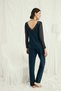 Backless Long Sleeve Tulle Lace Pajama Set - 6