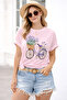 Flower Basket Bicycle Printed Cotton Pack Relaxed Fit Round Neck Unisex T-Shirt