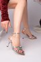 Adelia Metallic Silver Women's Wedding Party Heeled Evening Dress Shoes with Buckled Crystal Stone Details on the Ankle - 4