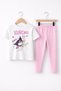 Girl's Kuromi Printed T-Shirt and Pink Leggings 2-Piece Set Comfortable Fit - 3