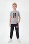 Round Neck T-Shirt and Long Sweatpants with Print Detail for Boys - Top and Bottom Set - 2