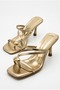 Women's Special Design Thin Cross-Strapped Metallic Gold Evening Dress Slippers with Stiletto Heel Accessories - 5