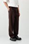 Baggy Fit Pleated Trousers Brown - 4