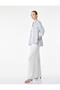 Beige Pockets Pleat Detail Crepe Fabric Straight Wide Leg Pants - 2