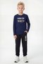 Round Neck Sweatshirt with Elastic Cuffs, Sweatpants, Printed Long Sleeve Boys' Top and Bottom Set - 2