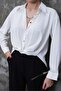Women's Front Tie Look Chain Accessory Detail Jessica Fabric Shirt - 8