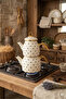 Enamel Teapot Set with Black Heart and Patterned Gold Handles – Ideal for Dowry & Gifts - 8