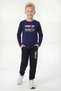 Round Neck Sweatshirt with Elastic Cuffs, Sweatpants, Printed Long Sleeve Boys' Top and Bottom Set