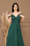 Glitter Fabric Boat Neck Evening Dress - Emerald Green - 6