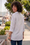 White Shirt Collar Buttons 3/4 Sleeve Side Buttons Casual Muslin Woven Blouse 67 67 - 5