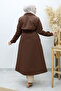 Buy Ruched Zip Detail Trench Coat Tsd260145 Brown - 6