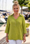 Green Shirt Collar Buttons 3/4 Sleeve Side Buttons Casual Muslin Woven Blouse 67 67 - 2