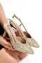 Gold Gold Dore Broken Glass Evening Dress Shoes Pointed Toe Goblet Heels Open Back Stiletto Paris
