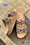 Leopard Patterned Anatomical Natural Cork Sole Genuine Suede Leather Arch Support Slippers - 5