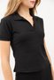 Black polo collar women's t-shirt - 5
