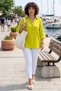 Pistachio Green Shirt Collar Buttons 3/4 Sleeve Side Buttons Casual Muslin Woven Blouse 67 67 - 4
