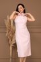 Atlas Fabric Pearl Detailed Halter Neck B Tie-Detail Pencil Dress - Powder - 6