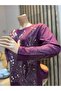 Women's Middle Age and Above Shimmer Pattern Mother Combed Cotton Blouse - 3