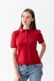 Polo Collar Short Sleeve Women's Knitwear T-Shirt - Buttoned Slim Knitted Casual Stylish Women's T-Shirt - T-Shirt - 4