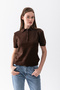 Polo Collar Short Sleeve Women's Knitwear T-Shirt - Buttoned Slim Knitted Casual Stylish Women's T-Shirt - T-Shirt - 5