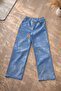 Girl's Stoned Star Detailed Stretchy Sweatshirt & Wide Leg Lycra Jeans Set - 4